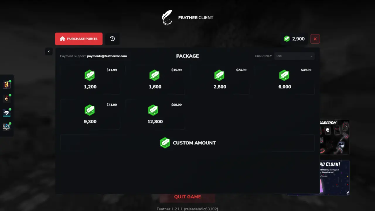 Feather 포인트 구매